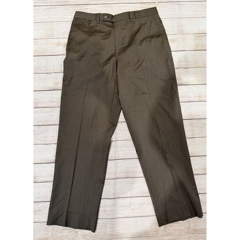 NWT Michael Kors 34x31 Brown Flat Front Straight Stretch Men's Dress Pants - Picture 1 of 7